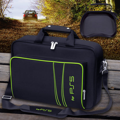 Carrying Case for PS5, Bag for Ps5,Bag for PS5 Accessories,Included Gamepad Controller Protective Box(Black-Green)