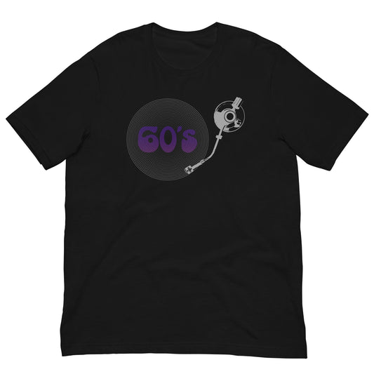 60's Record Player Music T-shirt Black / XS