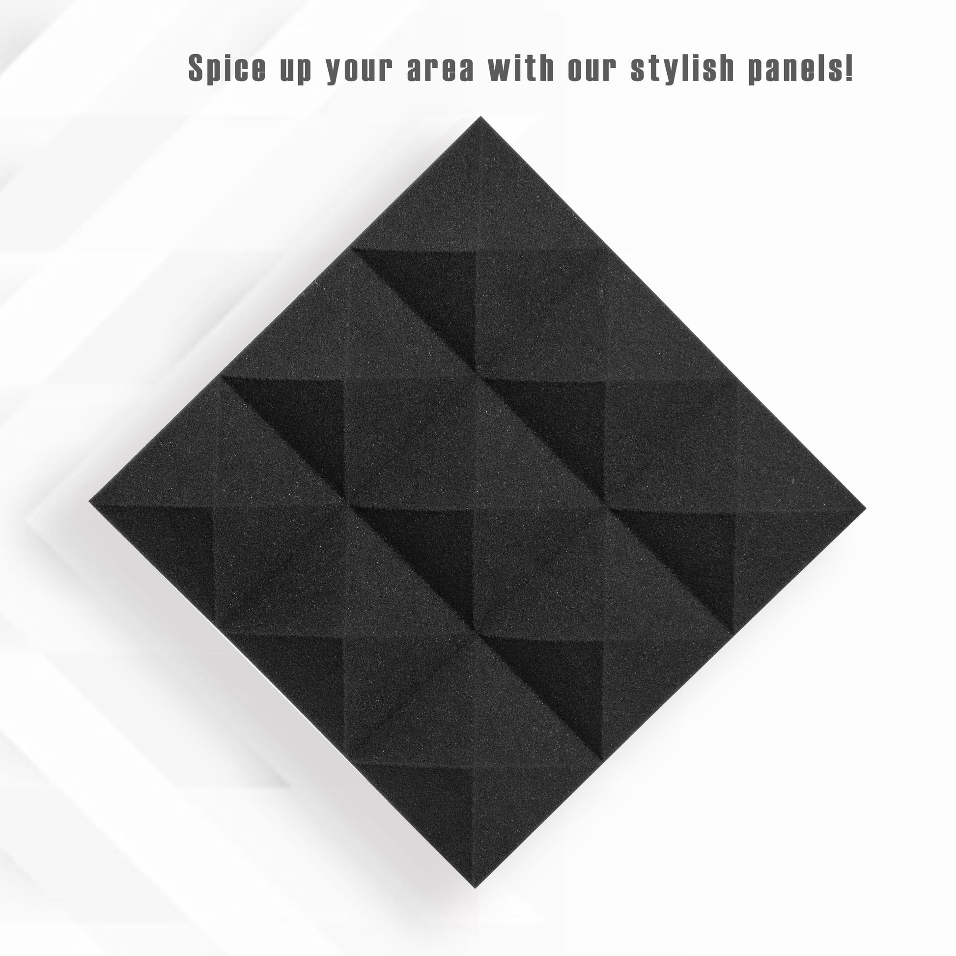 Acoustic Foam Panels, Pyramid Studio Wedge Tiles, 12" H, Black 12 Pack