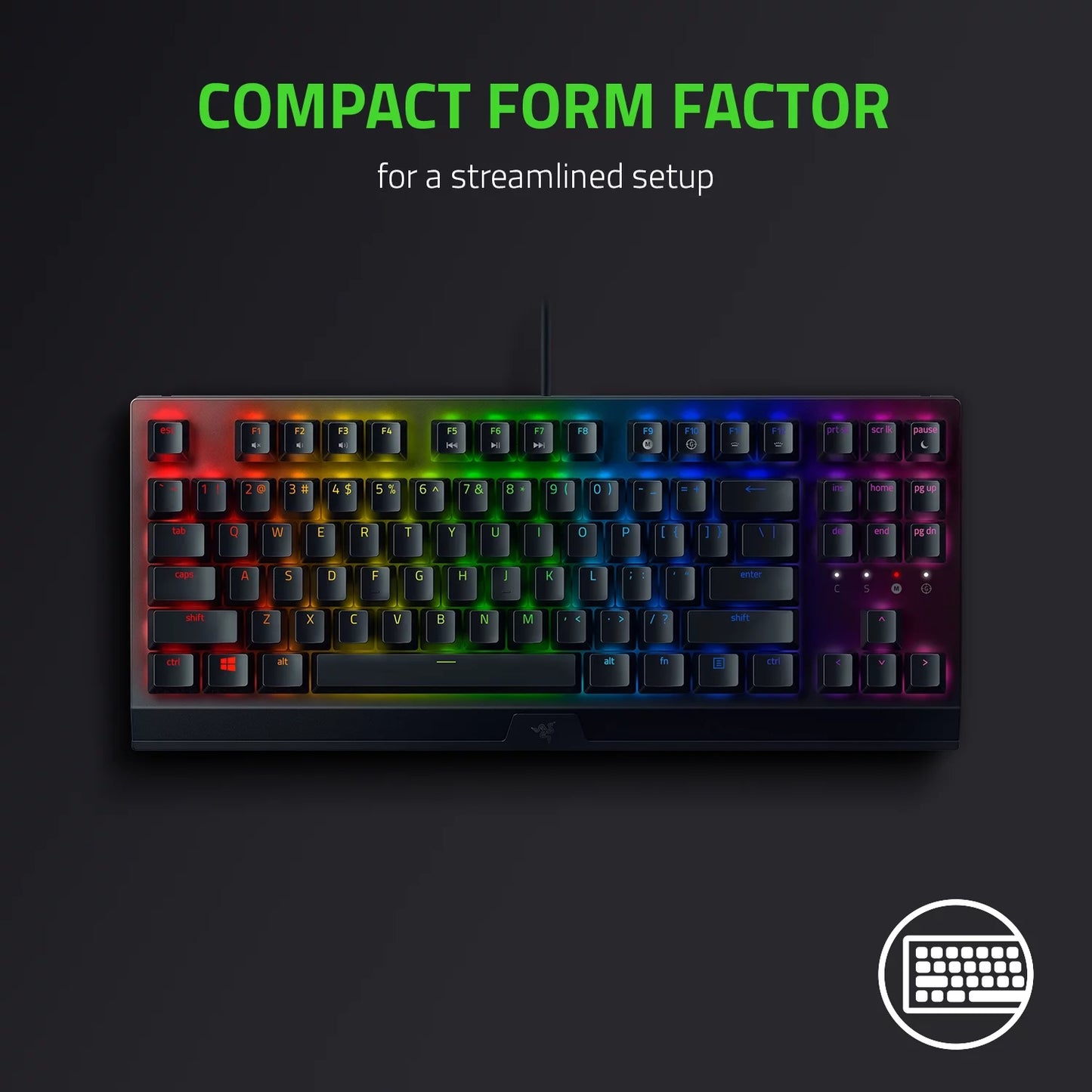 Blackwidow V3 Tenkeyless Compact Mechanical Gaming Keyboard - Green Switch