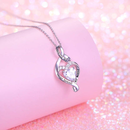 925 Sterling Silver Always My Sister Daughter Mother Forever My Friend Love Heart Sister Necklace for Women Sister Mother Gift A-Sister Necklace One Heart