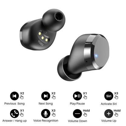 T12 Wireless Earbuds,Bluetooth 5.3 Version,Orig X Acoustic,Ipx8 Waterproof - Black