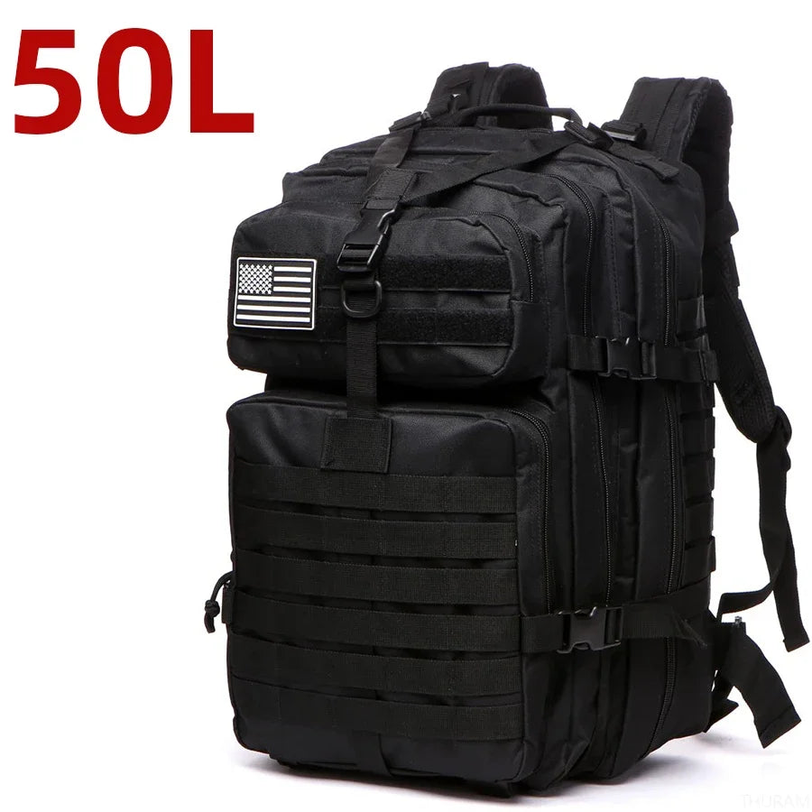 Military Tactical Backpack – 25L & 50L Waterproof Molle Rucksack 50L (Black)