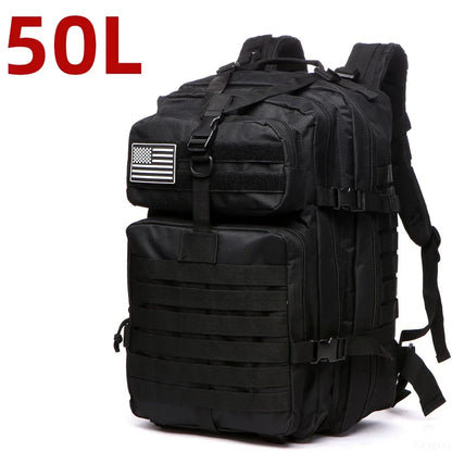 Military Tactical Backpack – 25L & 50L Waterproof Molle Rucksack 50L (Black)