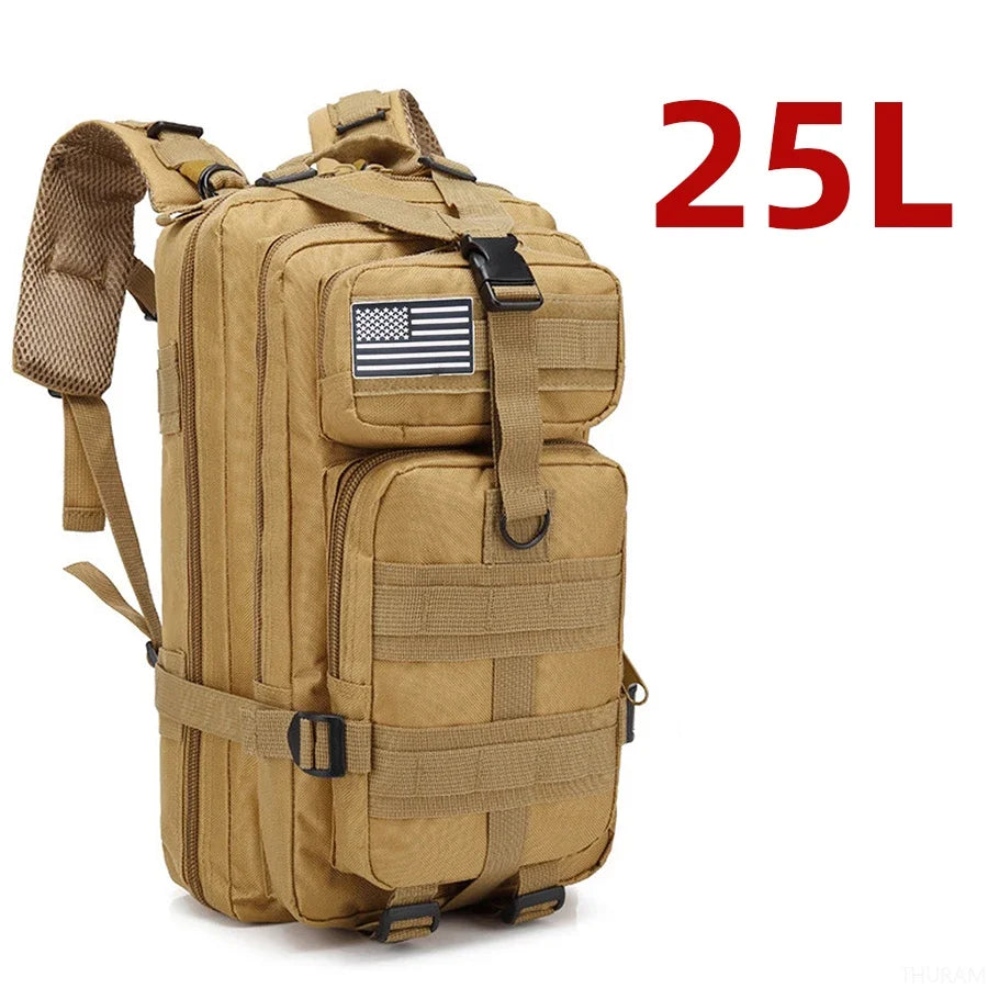 Military Tactical Backpack – 25L & 50L Waterproof Molle Rucksack 25L (Khaki)