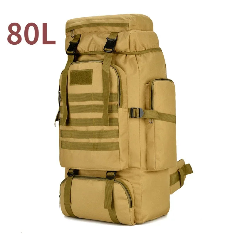 80L/100L Tactical Backpack – Built for Survival, Travel & Heavy-Duty Carry Khaki (80L)