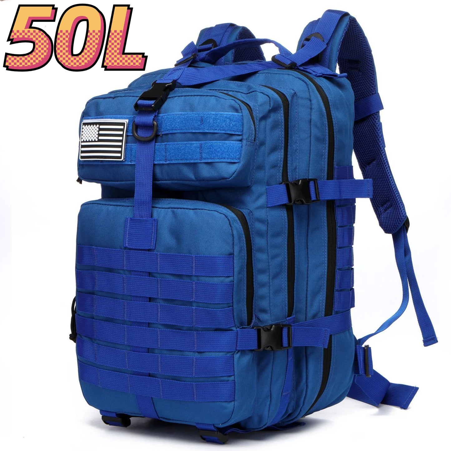 Military Tactical Backpack – 25L & 50L Waterproof Molle Rucksack 50L (Blue)