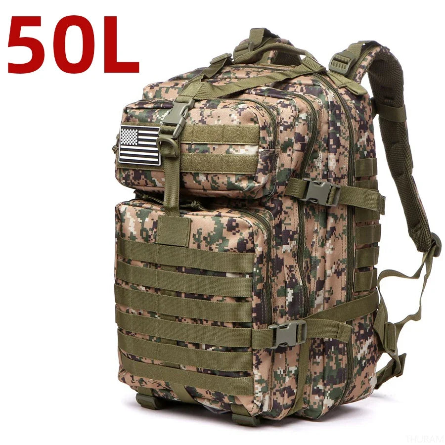 Military Tactical Backpack – 25L & 50L Waterproof Molle Rucksack 50L(Camouflagegreen)