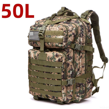 Military Tactical Backpack – 25L & 50L Waterproof Molle Rucksack 50L(Camouflagegreen)