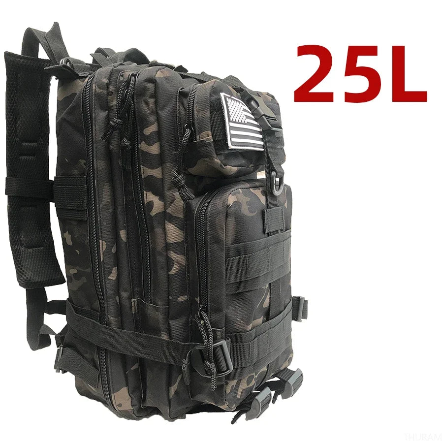 Military Tactical Backpack – 25L & 50L Waterproof Molle Rucksack 25L (Camo black)
