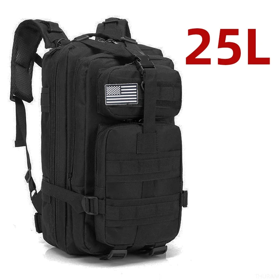 Military Tactical Backpack – 25L & 50L Waterproof Molle Rucksack 25L (Black)