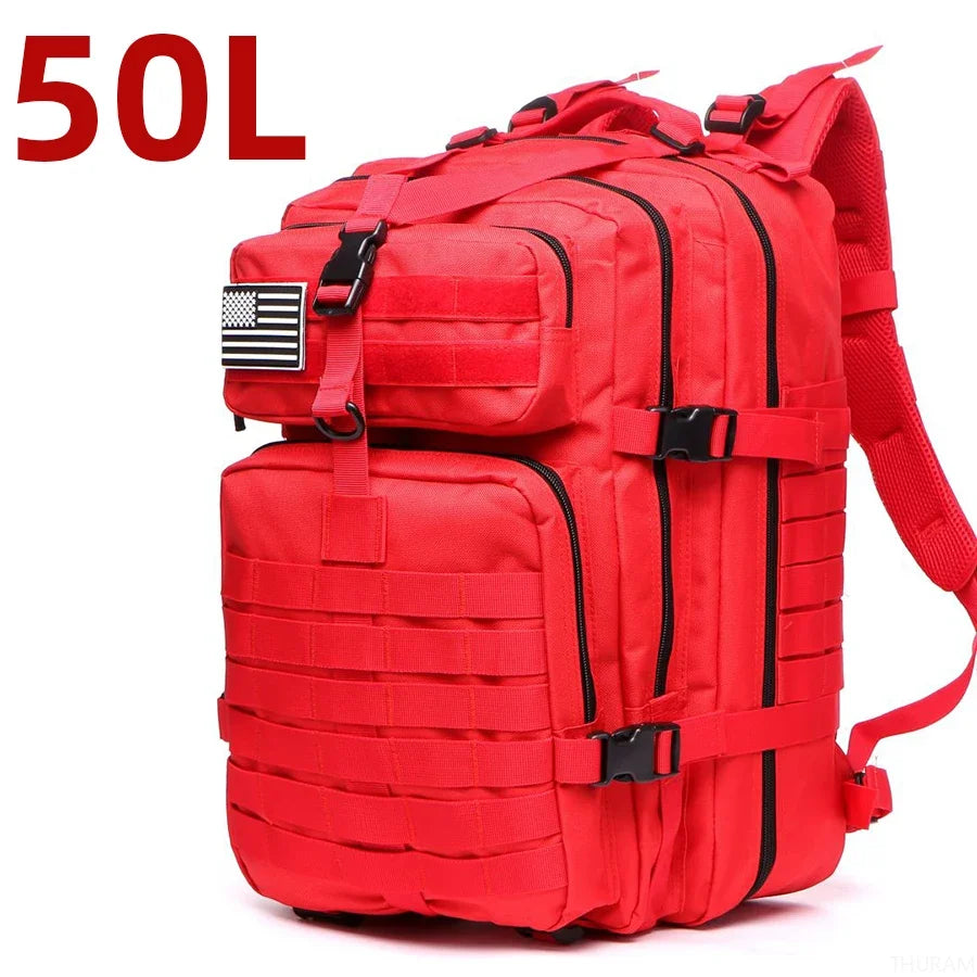 Military Tactical Backpack – 25L & 50L Waterproof Molle Rucksack 50L (Red)