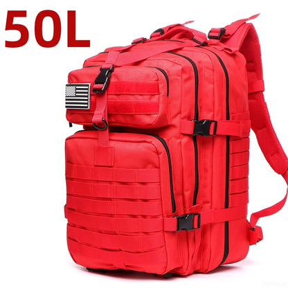 Military Tactical Backpack – 25L & 50L Waterproof Molle Rucksack 50L (Red)