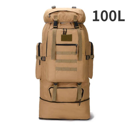 80L/100L Tactical Backpack – Built for Survival, Travel & Heavy-Duty Carry Khaki (100L)