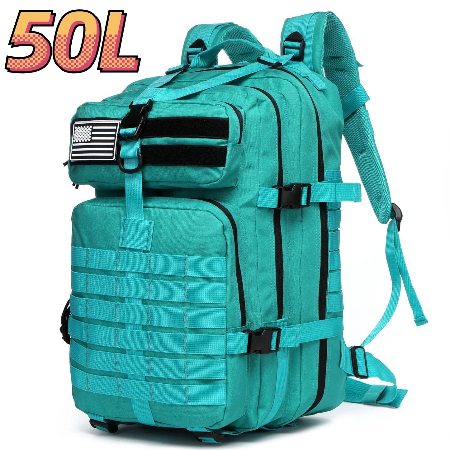 Military Tactical Backpack – 25L & 50L Waterproof Molle Rucksack 50L (Cyan)