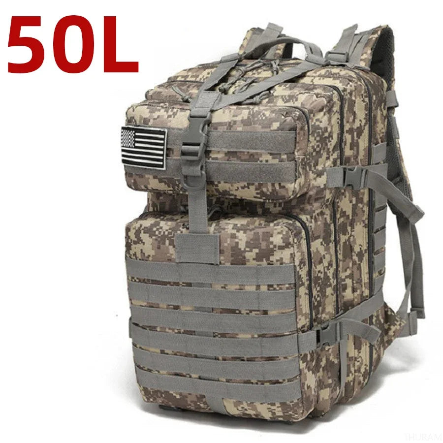 Military Tactical Backpack – 25L & 50L Waterproof Molle Rucksack 50L (ACU)