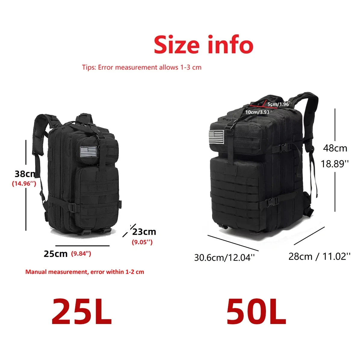 Military Tactical Backpack – 25L & 50L Waterproof Molle Rucksack
