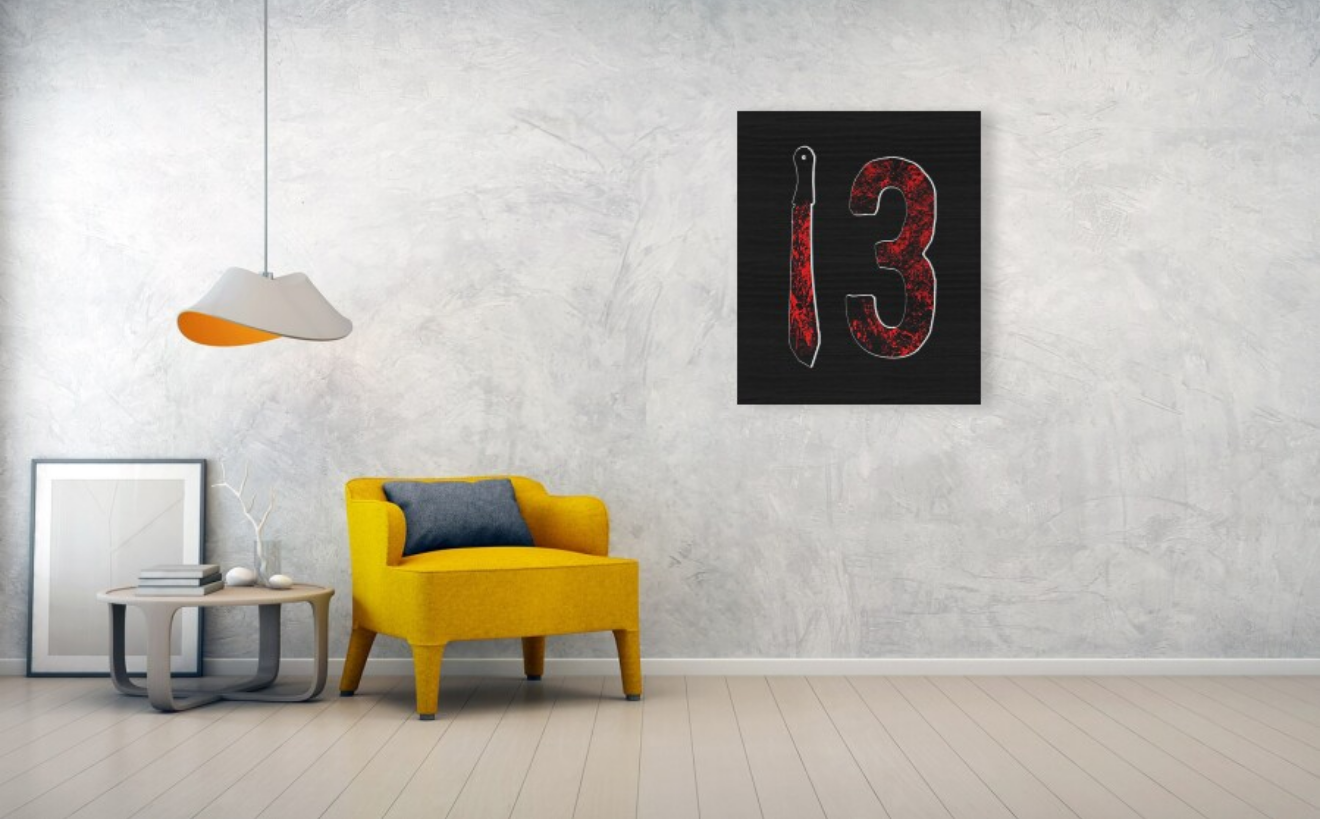 Bloody Number 13 Horror Machete Wood Print – Friday the 13th Art