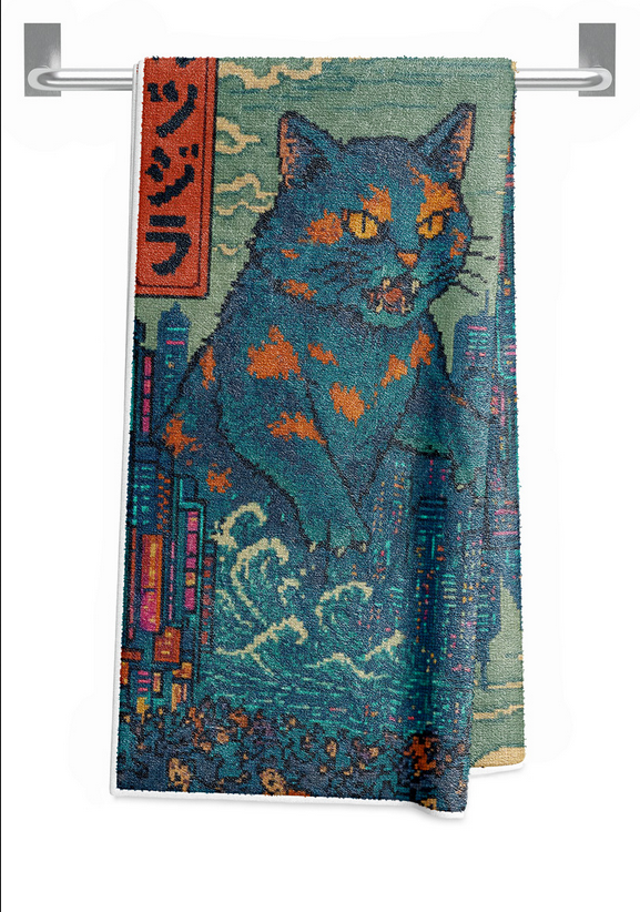 Catzilla a Purr-fectly Hilarious Monster - Beach Towel