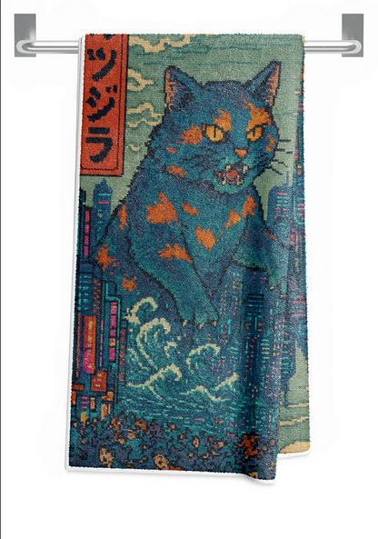 Catzilla a Purr-fectly Hilarious Monster - Beach Towel