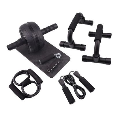 Abs Roller Wheel Indoor Fitness Equipment Set Home Gym Workout Chest Expander Black Black