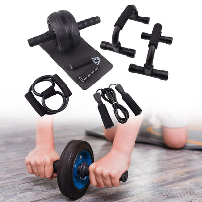 Abs Roller Wheel Indoor Fitness Equipment Set Home Gym Workout Chest Expander Black Black