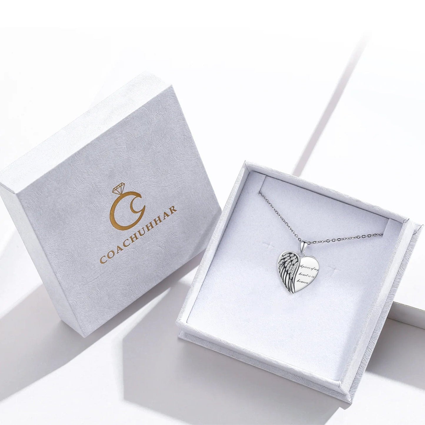 Angel Wings Locket Necklace 925 Sterling Silver Heart Locket Necklace That Holds Pictures Memorial Necklace Locket Jewelry Gifts for Women Girls