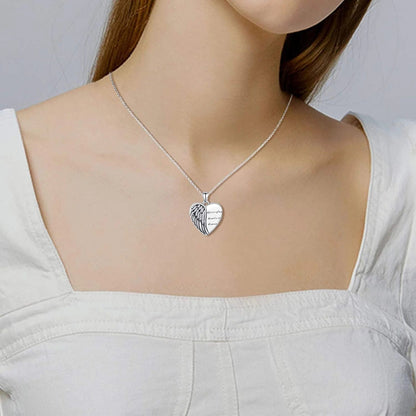 Angel Wings Locket Necklace 925 Sterling Silver Heart Locket Necklace That Holds Pictures Memorial Necklace Locket Jewelry Gifts for Women Girls