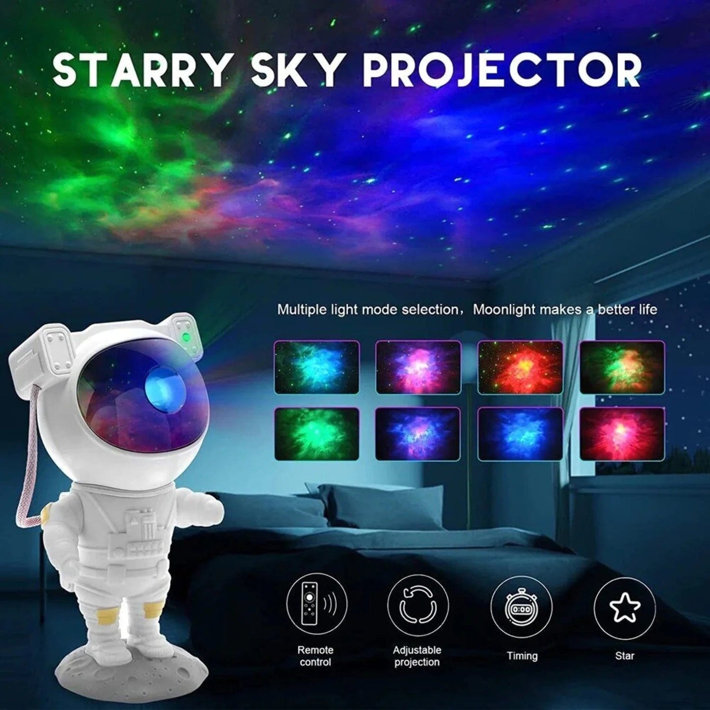 Astronaut Projector Galaxy Starry Sky Night Light Ocean Star LED Lamps