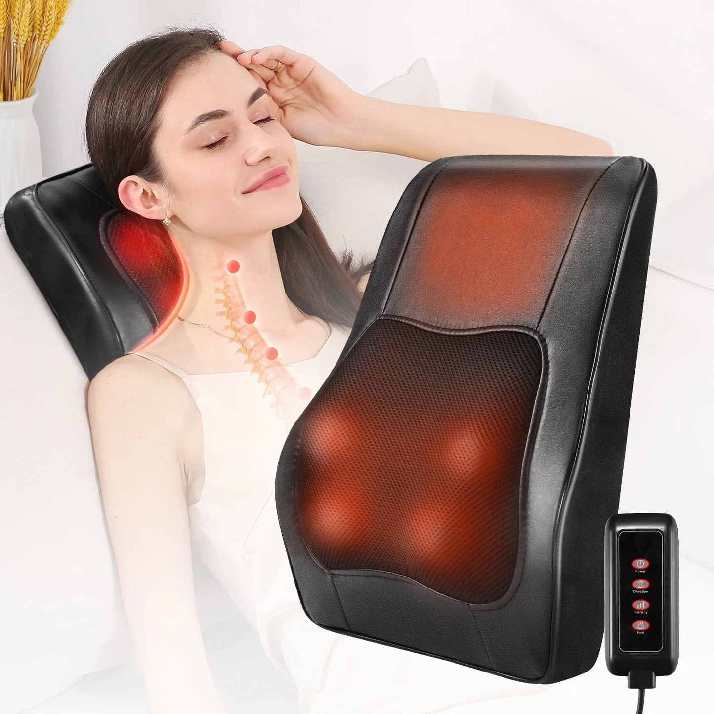 Back Massager with Heat, Massagers for Neck and Back, 3D Kneading Massage Pillow for Shoulder, Leg Muscle Pain Relief, Gifts for Mom Dad Black