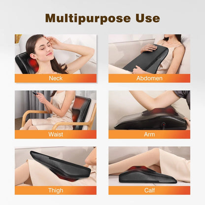 Back Massager with Heat, Massagers for Neck and Back, 3D Kneading Massage Pillow for Shoulder, Leg Muscle Pain Relief, Gifts for Mom Dad Black