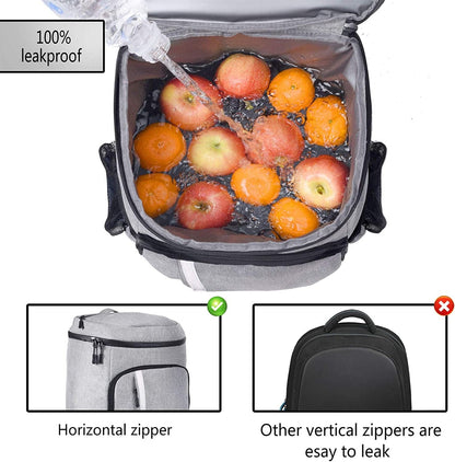 Backpack Cooler Leakproof Insulated Waterproof Backpack Cooler Bag, Lightweight Soft Beach Cooler Backpack for Men Women to Work Lunch Picnics Camping Hiking, 30 Cans Grey