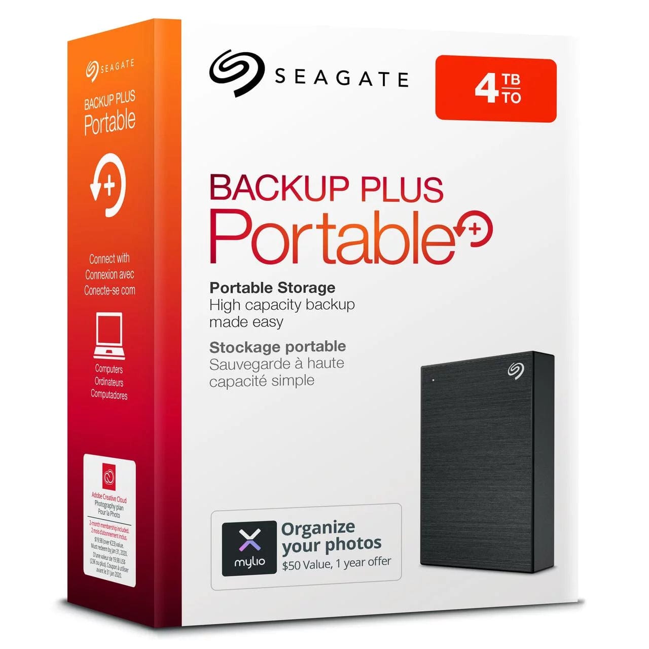 Backup plus Portable 4TB External USB 3.0 Hard Drive - Black 4 Tb