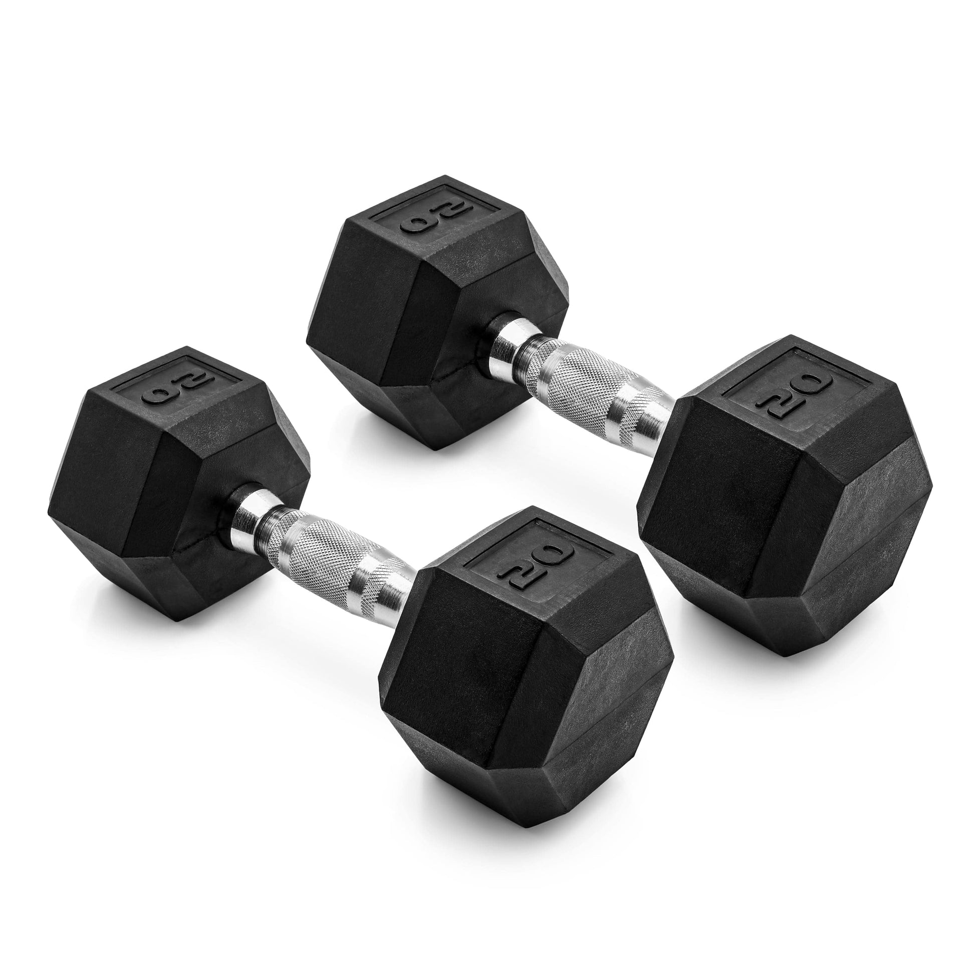 Barbell, 20Lb Coated Rubber Hex Dumbbell, Pair 20Lb Pair