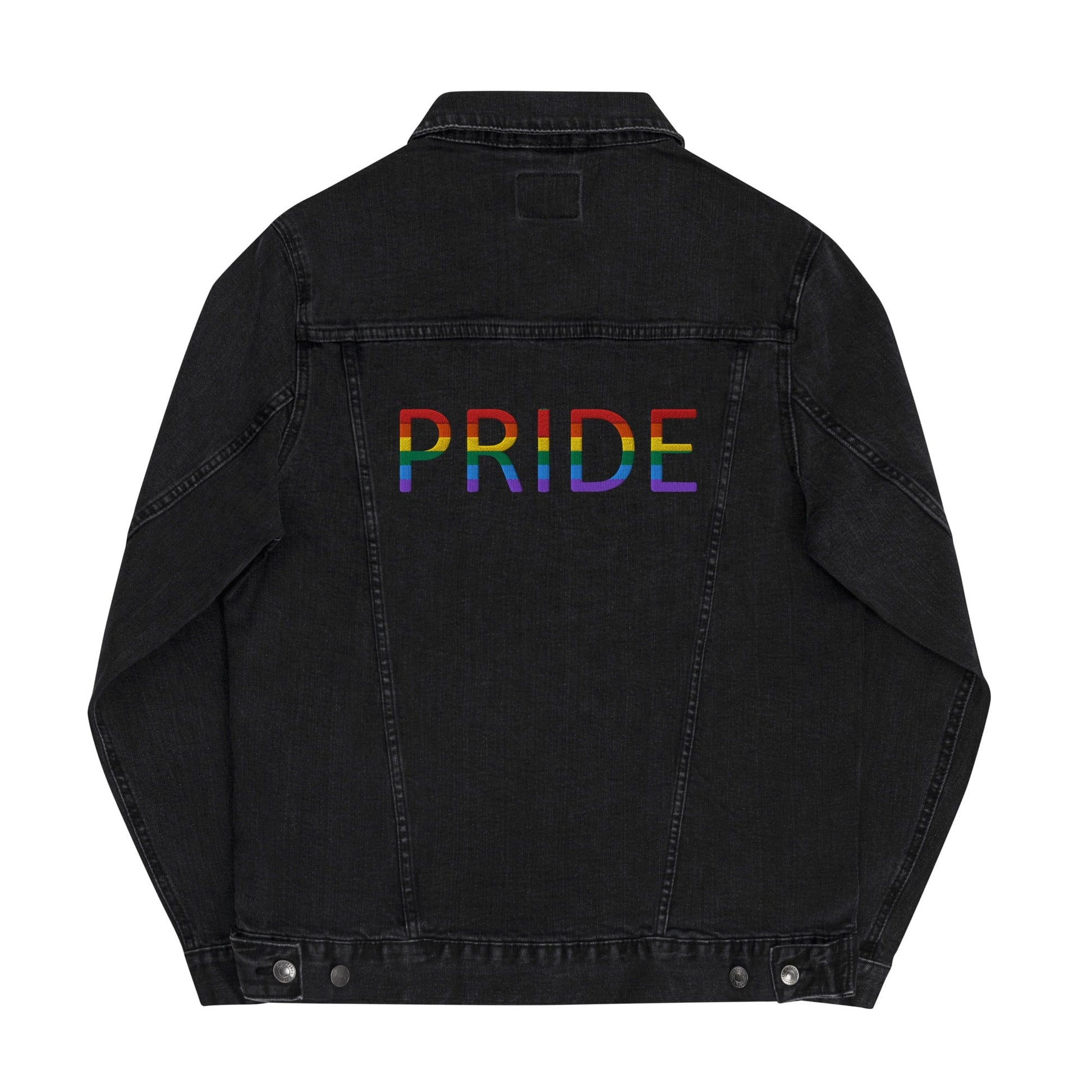 Be Proud Rainbow Flag Unisex Denim Jacket | LGBTQ+ Pride Jacket | Rainbow Flag Apparel | Inclusive Fashion