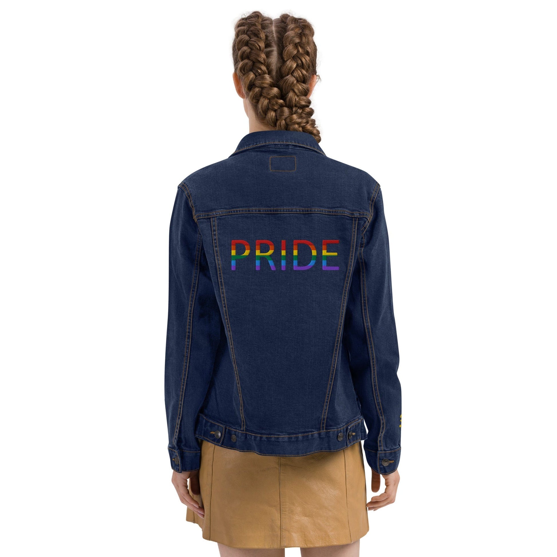 Be Proud Rainbow Flag Unisex Denim Jacket | LGBTQ+ Pride Jacket | Rainbow Flag Apparel | Inclusive Fashion