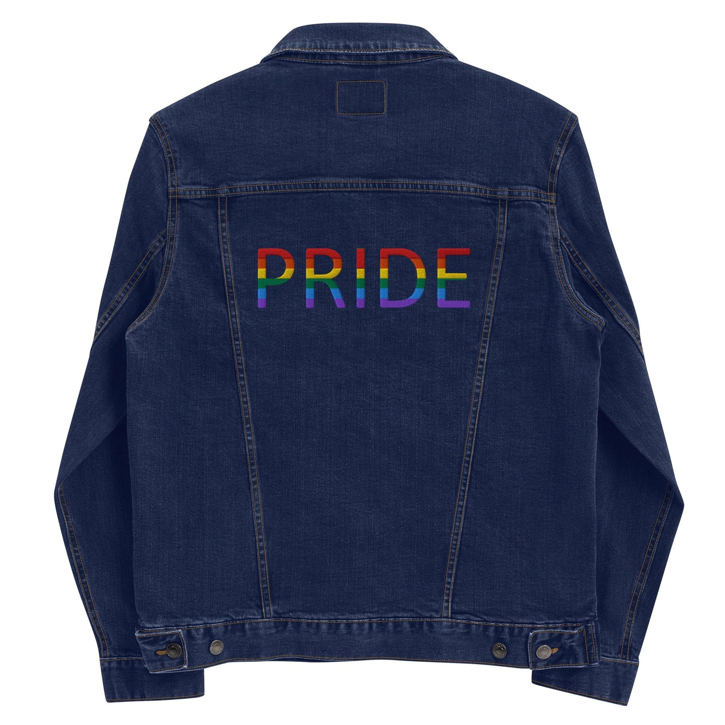 Be Proud Rainbow Flag Unisex Denim Jacket | LGBTQ+ Pride Jacket | Rainbow Flag Apparel | Inclusive Fashion