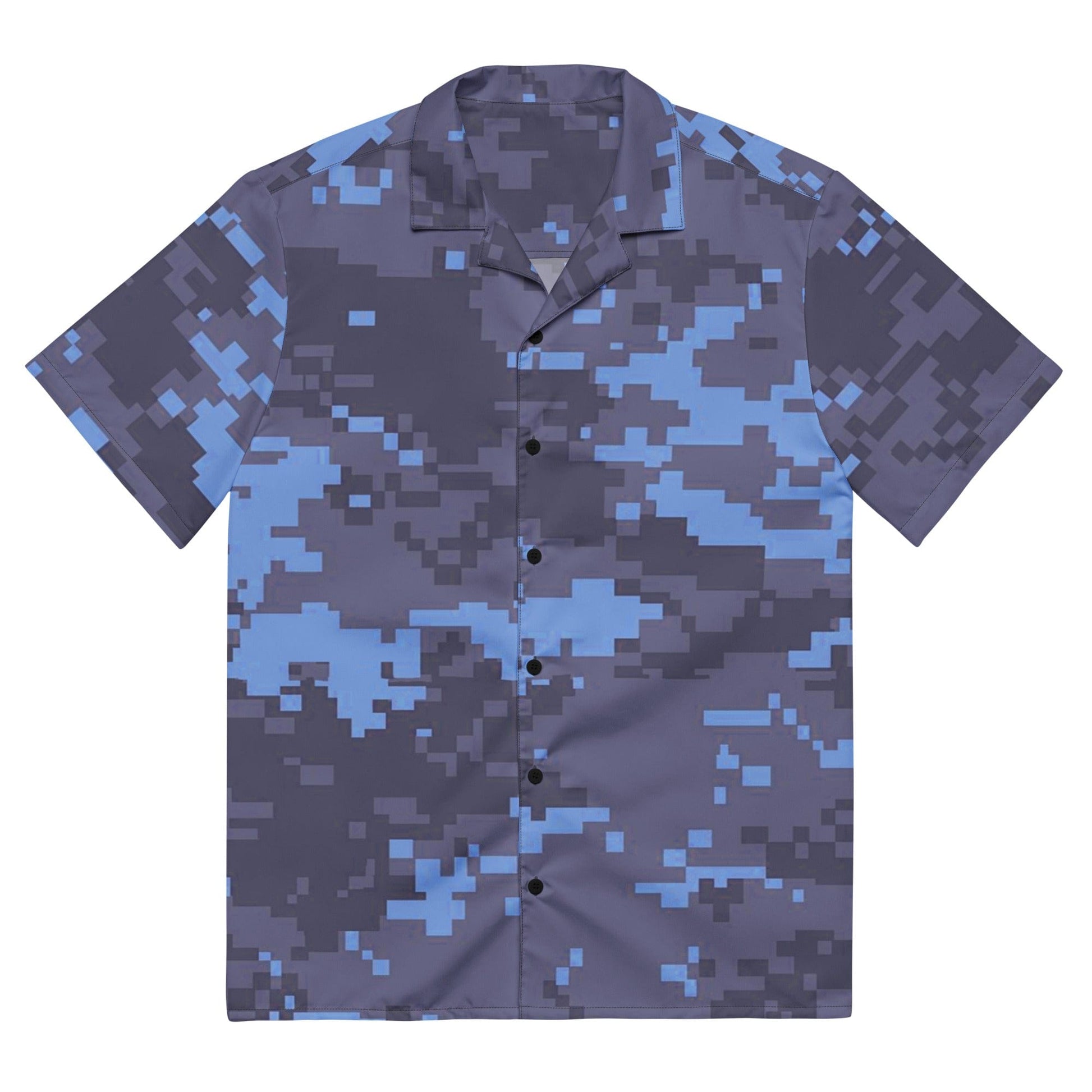 Blue Camo Unisex Military Button Shirt