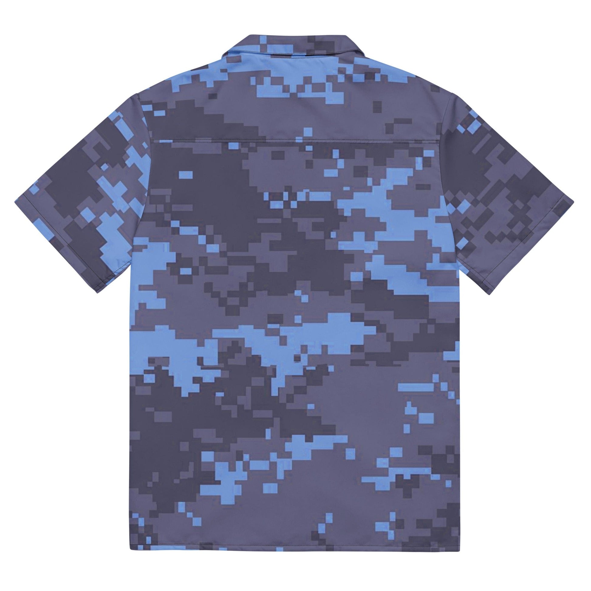 Blue Camo Unisex Military Button Shirt