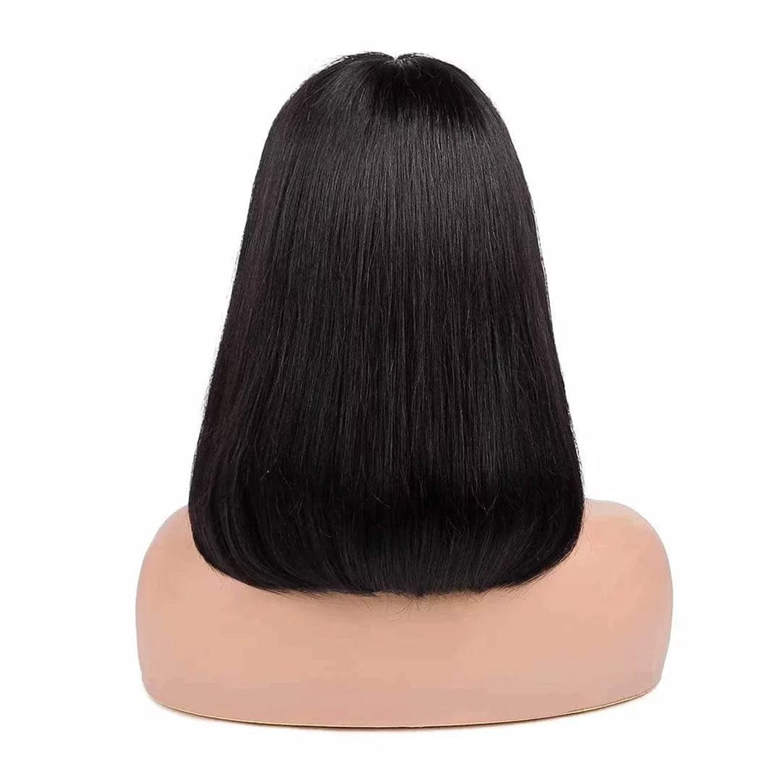 Bob Wigs with Bangs Brazilian Straight Human Hair Wigs Machine Made Bob Wig for Black Women None Lace Front Wigs Natural Color (8 Inch) 8" / Natural Black