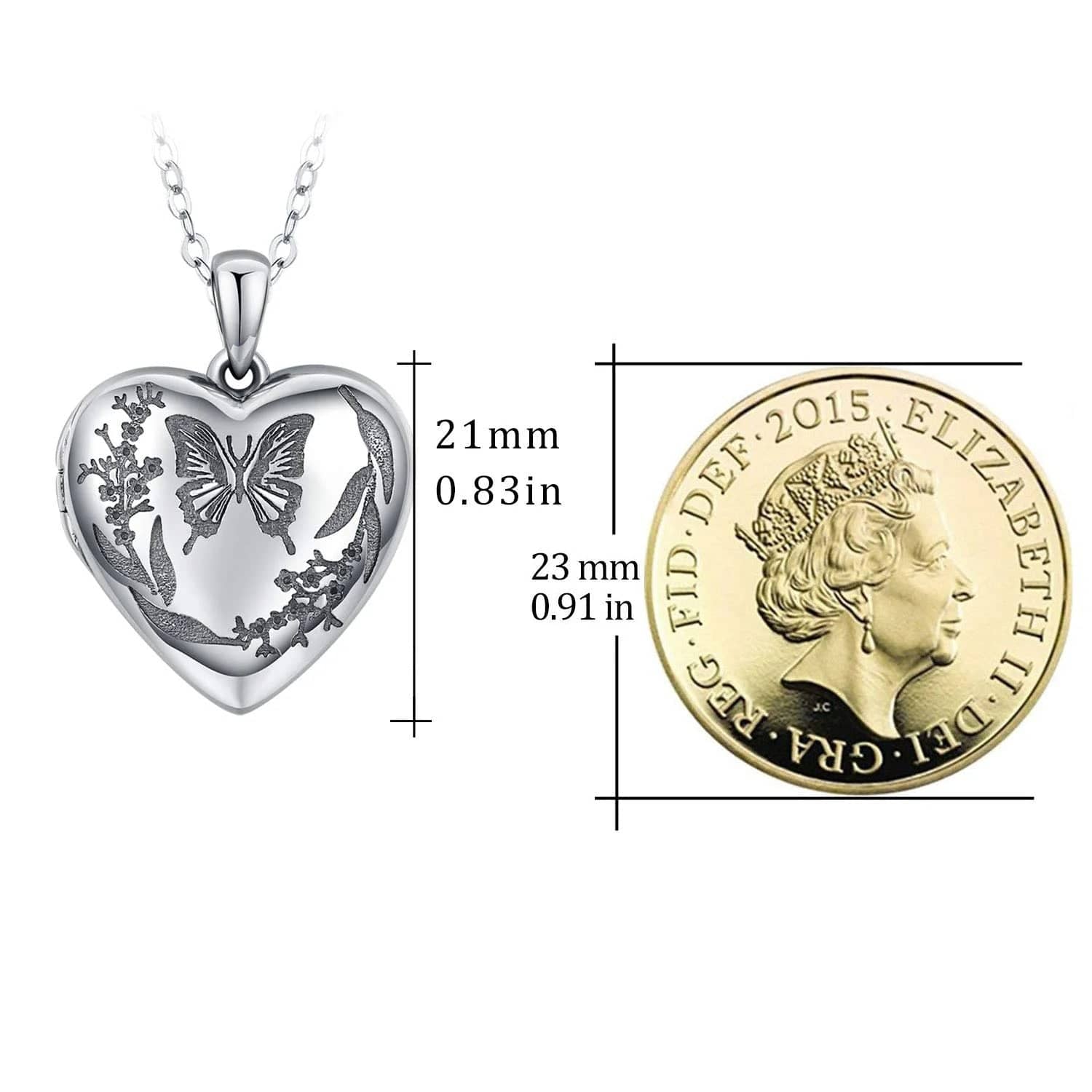 Butterfly Locket Necklace 925 Sterling Silver Heart Locket Necklace That Holds Pictures Memorial Necklace Locket Jewelry Gifts for Women Girls