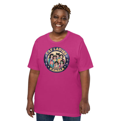 Cat Ladies For Kamala T-shirt, President Kamala Harris 2024, Madam President Kamala Harris Berry / S