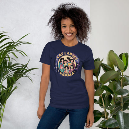 Cat Ladies For Kamala T-shirt, President Kamala Harris 2024, Madam President Kamala Harris Navy / XS