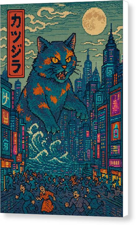 Catzilla a Purr-fectly Hilarious Monster - Canvas Print