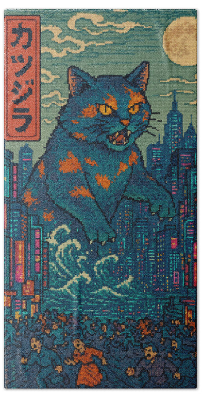 Catzilla a Purr-fectly Hilarious Monster - Beach Towel