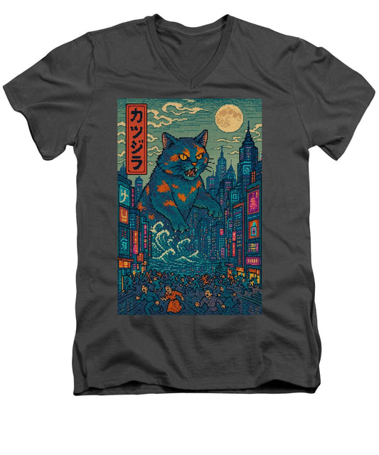 Catzilla a Purr-fectly Hilarious Monster - Men's V-Neck T-Shirt