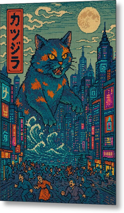 Catzilla a Purr-fectly Hilarious Monster - Metal Print