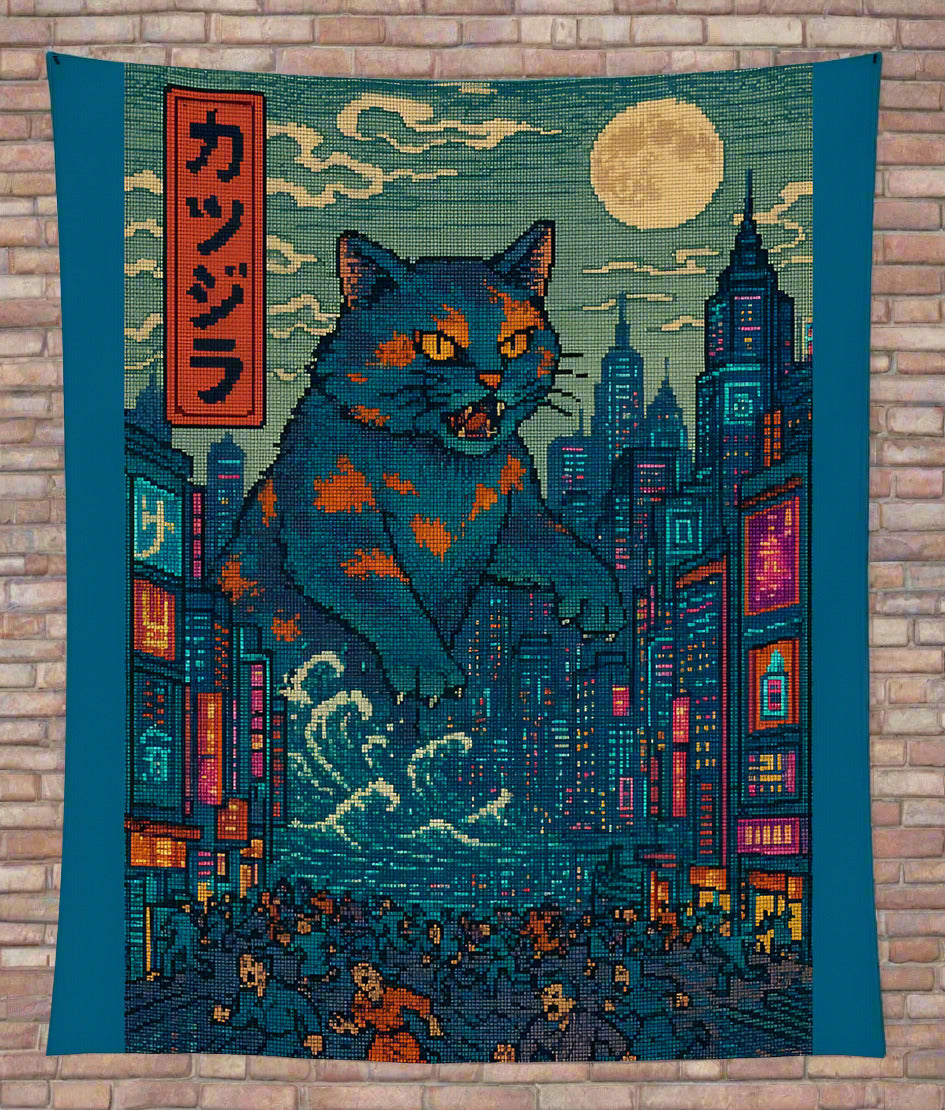 Catzilla a Purr-fectly Hilarious Monster - Tapestry