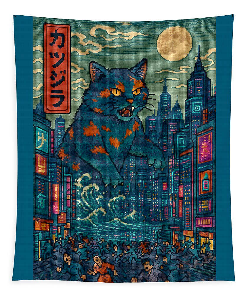 Catzilla a Purr-fectly Hilarious Monster - Tapestry