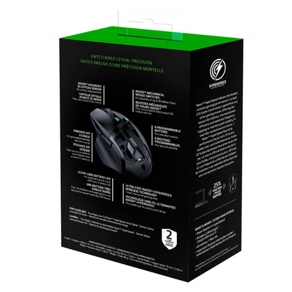 Basilisk X Hyperspeed Wireless Gaming Mouse for PC, 6 Buttons, 2.4Ghz, Bluetooth, Black